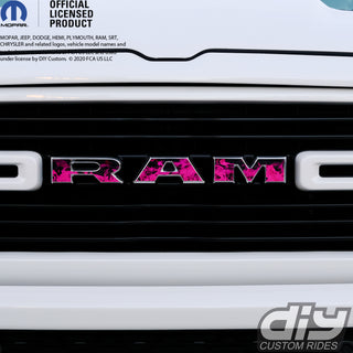 RAM Grill Emblem Overlay Decals PINK FIRE FLAMES Fits 2019-2024 1500-5500