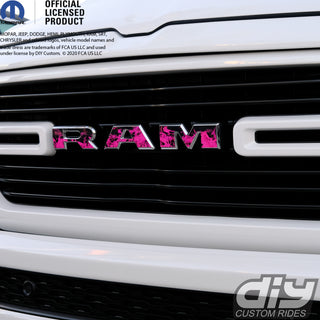 RAM Grill Emblem Overlay Decals PINK FIRE FLAMES Fits 2019-2024 1500-5500