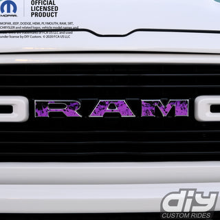 RAM Grill Emblem Overlay Decals PURPLE FLAMES Fits 2019-2024 1500-5500