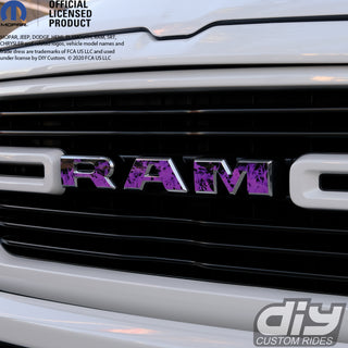 RAM Grill Emblem Overlay Decals PURPLE FLAMES Fits 2019-2024 1500-5500