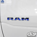 RAM Door x2 Emblem Overlay Decals BLUE FLAMES Fits 2019-2024 RAM Trucks