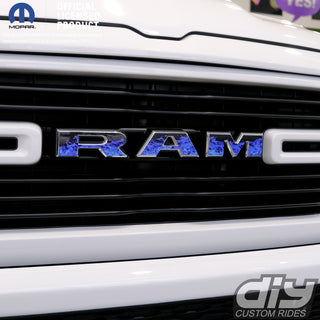 RAM Grill Emblem Overlay Decals BLUE FLAMES Fits 2009-2025 1500-5500