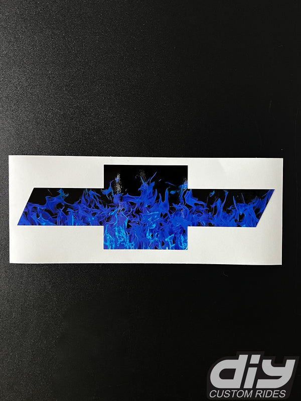 Blue Fire Flames Grill Emblem Overlay Premium Vinyl Decal Fits 2014-2019 Chevrolet Silverado