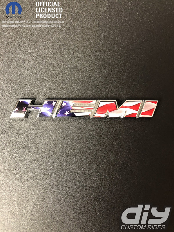 Dodge HEMI Fender Emblem Insert Decal L&R AMERICAN FLAG Fits 2011-2019 Challenger Charger Durango