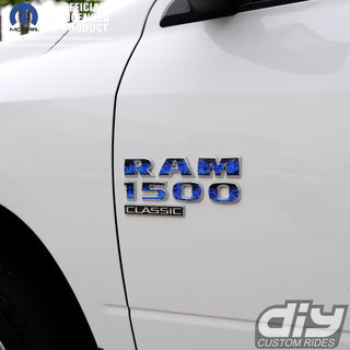 RAM Classic 1500-3500 Door Emblem Decals BLUE FLAMES Fits 2009-2023