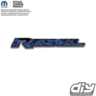 RAM Rebel Emblem Overlay Decals Blue Flames Fits 2019-2023